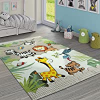 Paco Home Alfombra Infantil Animales Salvajes Crema Beige- tamaño:80x150 cm